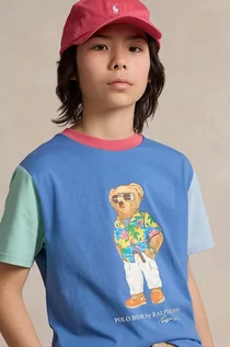 Koszulki dla chłopców - Polo Ralph Lauren t-shirt bawełniany dziecięcy kolor niebieski z nadrukiem - grafika 1