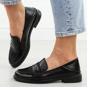 Mokasyny damskie - Czarne skórzane mokasyny damskie Vinceza 18100 - miniaturka - grafika 1