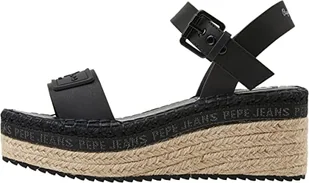 Pepe Jeans Damskie sandały Witney Brand Wedge, Czarny, 36 EU - Moda i Uroda OUTLET - miniaturka - grafika 1