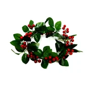 Ozdoby bożonarodzeniowe - Stroik z ostrokrzewem 27 cm - miniaturka - grafika 1
