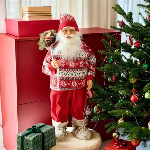 Skrzat CLAUSE Mikołaj duży w sweterku świątecznym 90 cm HOMLA - Ozdoby bożonarodzeniowe - miniaturka - grafika 1