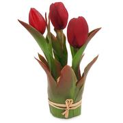 Sztuczne kwiaty - Tulipany Silikonowe W Bukiecie Czerwone 20 Cm - miniaturka - grafika 1