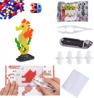 Prace ręczne dla dzieci - Koraliki Do Prasowania 3D Prasowanki Trójwymiarowe Szablon Zwierzątka Konik Morski - miniaturka - grafika 1