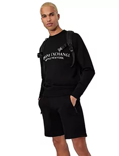 Armani Exchange Męska bluza z okrągłym dekoltem, z przodu, czarny, XL - Bluzy męskie - miniaturka - grafika 1