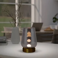 Lampy stojące - Näve Lampa stołowa LED 5305758 klosz szary dym - miniaturka - grafika 1