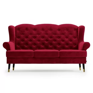 Trzyosobowa sofa z pikowanym oparciem Czerwona LEVSI - Sofy i kanapy - miniaturka - grafika 1