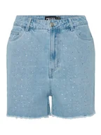 Spodenki damskie - Pieces Szorty jeansowe Tamra 17157412 Niebieski Regular Fit - miniaturka - grafika 1