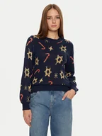 Swetry damskie - Pieces Sweter Sugar 17152789 Granatowy Regular Fit - miniaturka - grafika 1