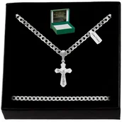 Biżuteria dla dzieci - PIĘKNY SREBRNY ŁAŃCUSZEK PANCERKA Z KRZYŻYKIEM 925 - miniaturka - grafika 1