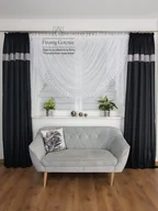 Firany - Firana z woalu zdobiona oryginalną gipiurą, nowoczesne firany do salonu - miniaturka - grafika 1