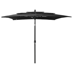 vidaXL 3-poziomowy parasol na aluminiowym słupku, czarny, 2,5x2,5 m 313842 - Parasole ogrodowe - miniaturka - grafika 9