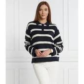 Swetry damskie - Tommy Hilfiger Wełniany sweter SOFT WOOL POLO-NK SWEATER | Regular Fit - miniaturka - grafika 1