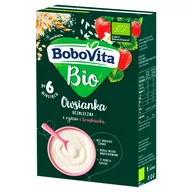 Kaszki dla dzieci - Nutricia BOBOVITA BoboVita Bio Owsianka bezmleczna z ryżem i truskawką po 6. miesiącu, 200g - miniaturka - grafika 1