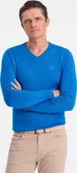Swetry męskie - Ombre Clothing Klasyczny sweter męski Launcebuz niebieski XL - miniaturka - grafika 1