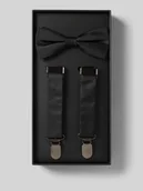 Krawaty i muchy męskie - Mucha i szelki w jednolitym kolorze w zestawie - miniaturka - grafika 1