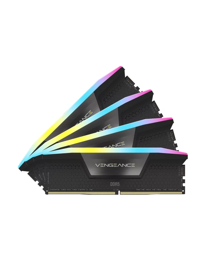 CORSAIR VENGEANCE RGB 64GB 4x16GB DDR5 6400MT/s DIMM Unbuffered 32-40-40-84 Std PMIC XMP 3.0 Black Heatspreader 1.4V