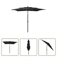 Parasole ogrodowe - The Living Store 3-poziomowy parasol na aluminiowym słupku - czarny - 2 -5x2 -5 m - Parasol Ogrodowy - miniaturka - grafika 1