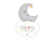 Baby shower i roczek - Balon foliowy Welcome Baby Moon - 57 x 81 cm - 1 szt. - miniaturka - grafika 1