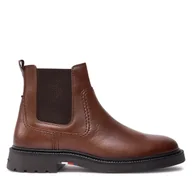 Botki męskie - Sztyblety Tommy Hilfiger Comfort Lwt Lth Chelsea FM0FM05184 Brązowy - miniaturka - grafika 1