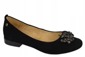 Półbuty damskie - Czarne baleriny półbuty damskie Maciejka 03552-62 skóra zamszowa r.36 - miniaturka - grafika 1