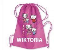 Plecaki worki - Różowy Worek Szkolny Workoplecak Do Przedszkola Szkoły KICIA KOCIA +IMIĘ #4 - miniaturka - grafika 1