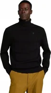 Swetry męskie - G-STAR RAW SWETER MĘSKI CZARNY Z GOLFEM WEŁNA M JHG - miniaturka - grafika 1