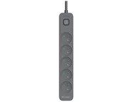 Listwy zasilające - Listwa zasilająca antyprzepięciowa TRACER Power Line+ 1,8 m Graphite (5 gniazd) - miniaturka - grafika 1