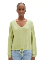 Koszulki i topy damskie - TOM TAILOR Denim Damska koszulka z długim rękawem, 32542 - Dusty Pear Green Melange, XL - miniaturka - grafika 1
