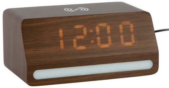 Karlsson Budzik zegar ładowarka lampka Karlsson KA6078DW drewniany LED 16,5*7,5 cm .