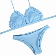 Stroje kąpielowe - Pan i Pani Gadżet Strój kąpielowy baby blue falbanka M - miniaturka - grafika 1