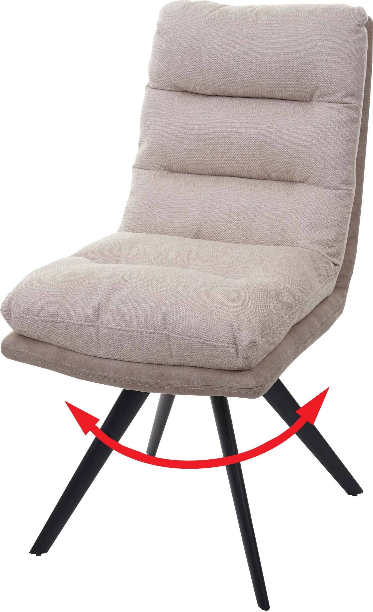 Krzesło do jadalni HWC-G66, krzesło kuchenne, obrotowe, automatyczna pozycja tkanina/tkanina MVG ~ kremowy