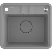 Zlewozmywaki - DEANTE Zlewozmywak 50x44 MOMI szary metalik, elementy stalowe, k.pneum. ZKM_S103 - miniaturka - grafika 1