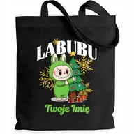 Torby i wózki na zakupy - Torba EKO Czarna Shopper ZIELONE *IMIĘ* Prezent Święta Mikołajki Wz - miniaturka - grafika 1