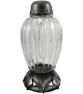 Lampiony i znicze - Duży Znicz Okazały Lampion Solarny Szklany Srebrny Lamel Solar - miniaturka - grafika 1