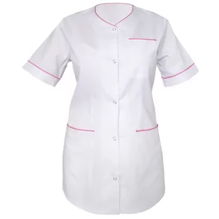 Żakiet medyczny damski biały fartuch lekarski  lamówka amarant 50 - Odzież medyczna - miniaturka - grafika 1