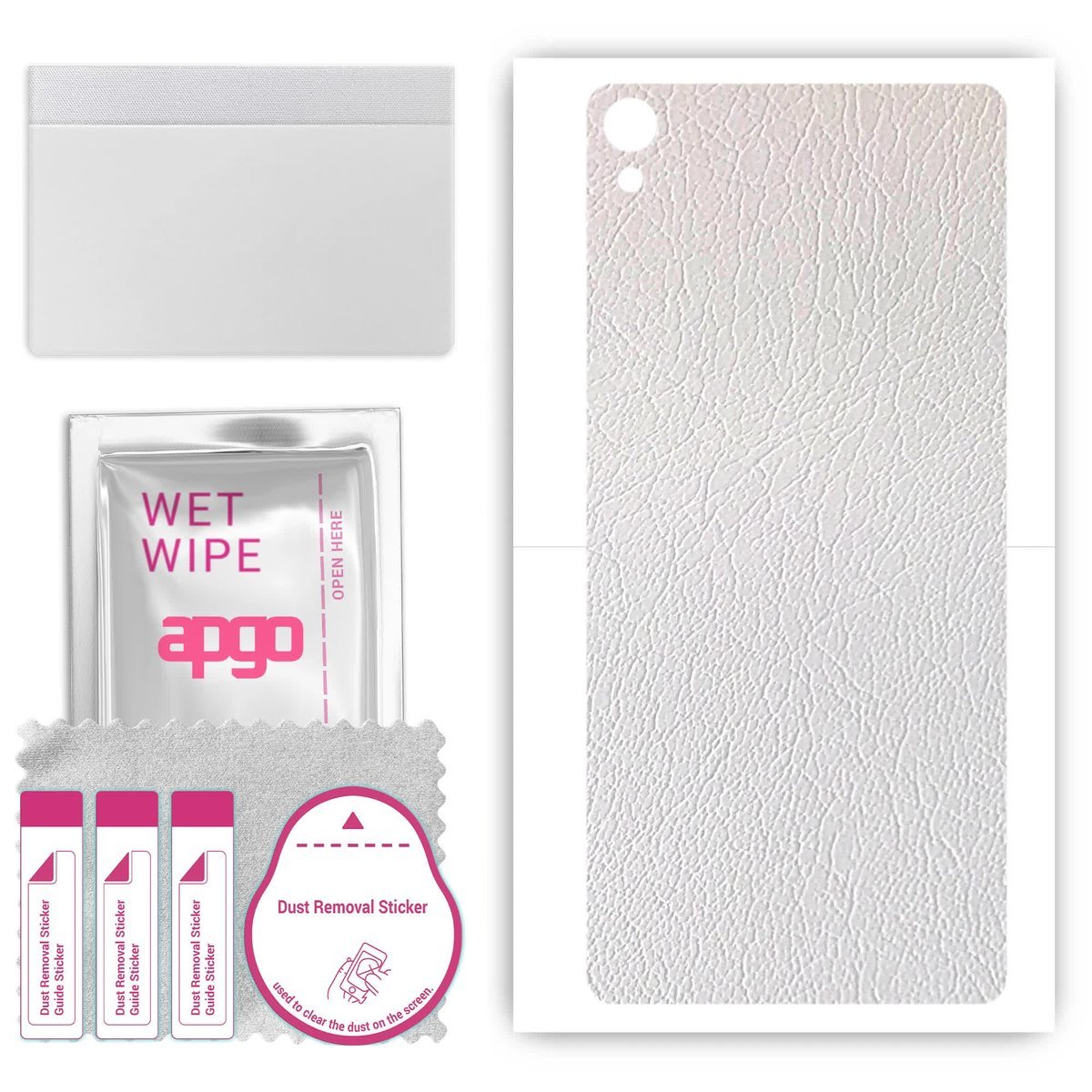 Folia naklejka skórka strukturalna na TYŁ do Sony Xperia XA - Skóra Biała - apgo SKINS