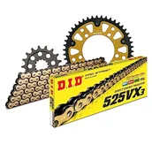 Części motocyklowe - Zestaw łańcuchów DID Stealth 525VX3 / 118 nitowy zamek złoty do BMW S RR 1000 ccm rok prod. 2009-2011 - miniaturka - grafika 1