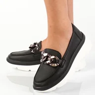 Mokasyny damskie - Czarne mokasyny damskie na platformie z łańcuchem Vinceza 10843 - miniaturka - grafika 1