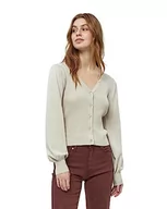 Swetry damskie - Minus Damski kardigan z długim rękawem Julie z dekoltem w serek, piaskowo-szary melanż, S, Sand Gray Melange, S - miniaturka - grafika 1