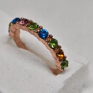 Pierścionki - Złoty Pierścionek Wielokorowe Cyrkonie Szlachetna - miniaturka - grafika 1