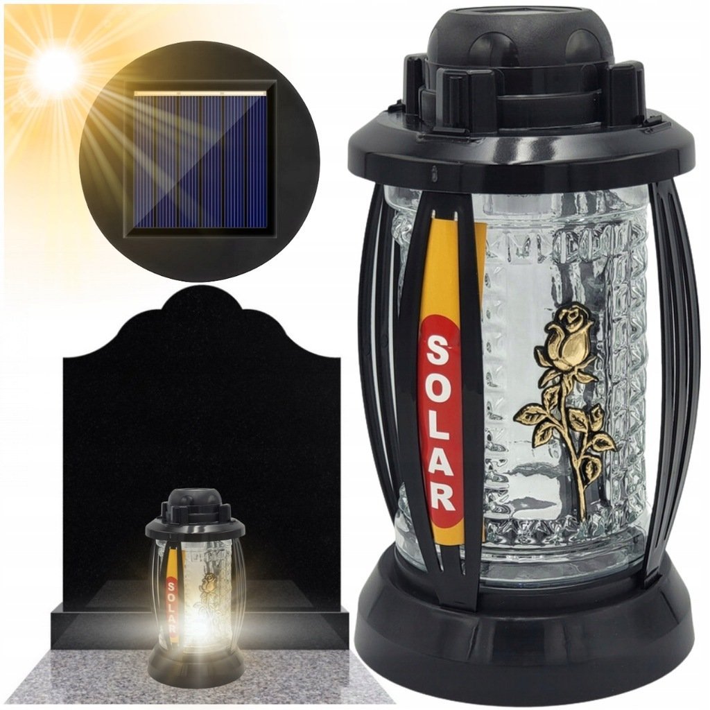 Znicz Solarny na Grób Cmentarz Lampa LED Wszystkich Świętych DUŻY Lampion