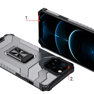Crystal Ring Case pancerne hybrydowe etui pokrowiec + magnetyczny uchwyt iPhone 11 Pro czarny - Etui i futerały do telefonów - miniaturka - grafika 2