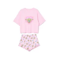 Piżamy damskie - Cropp - Różowa dwuczęściowa piżama Baby Yoda - Różowy - miniaturka - grafika 1