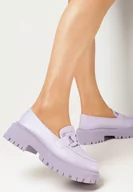 Mokasyny damskie - Fioletowe Mokasyny z Łańcuchem Rumias - miniaturka - grafika 1