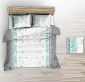 Pościel - Pościel Z Kory 200X220 Biała Szara Błękitna Polne Kwiaty - miniaturka - grafika 1