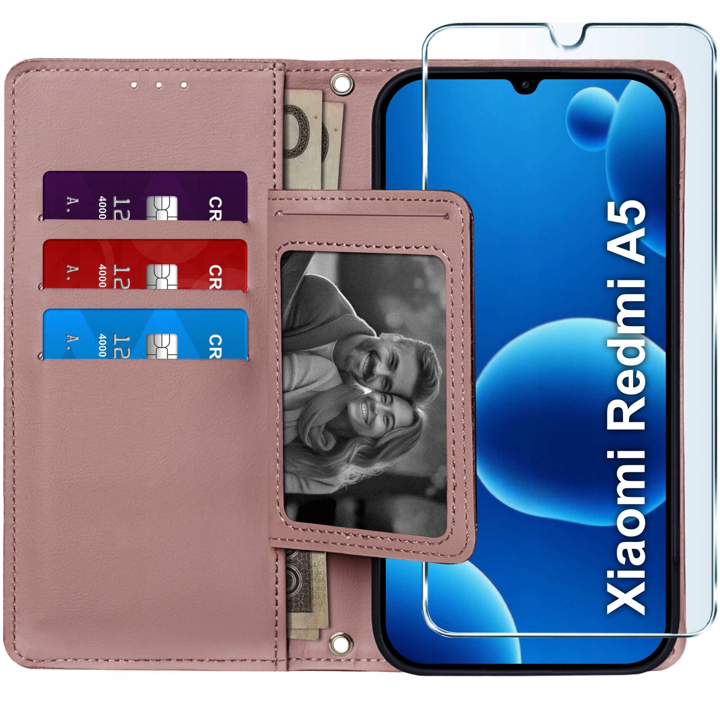 ETUI z klapką do Xiaomi Redmi A5 Zamykane Magnetyczne + SZKŁO 9H