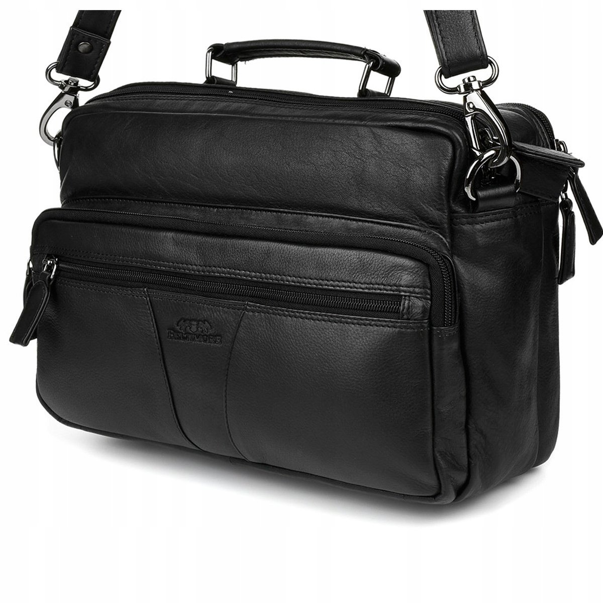 Torba Saszetka Męska Na Ramię Elegancka Skórzana Listonoszka Pojemna Czarna