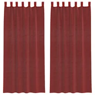 Zasłony - vidaXL Zasłony z woalu z kieszeniami na drążek 2 szt. Wino czerwone - miniaturka - grafika 1