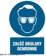 Tablice BHP - SIGNPROJECT GL003 - Załóż okulary ochronne 500x750 - miniaturka - grafika 1