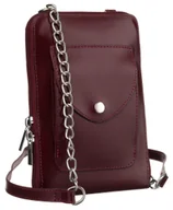 Torebki damskie - Skórzana torebka damska saszetka na suwak modna listonoszka crossbody z łańcuchem, bordowy - miniaturka - grafika 1